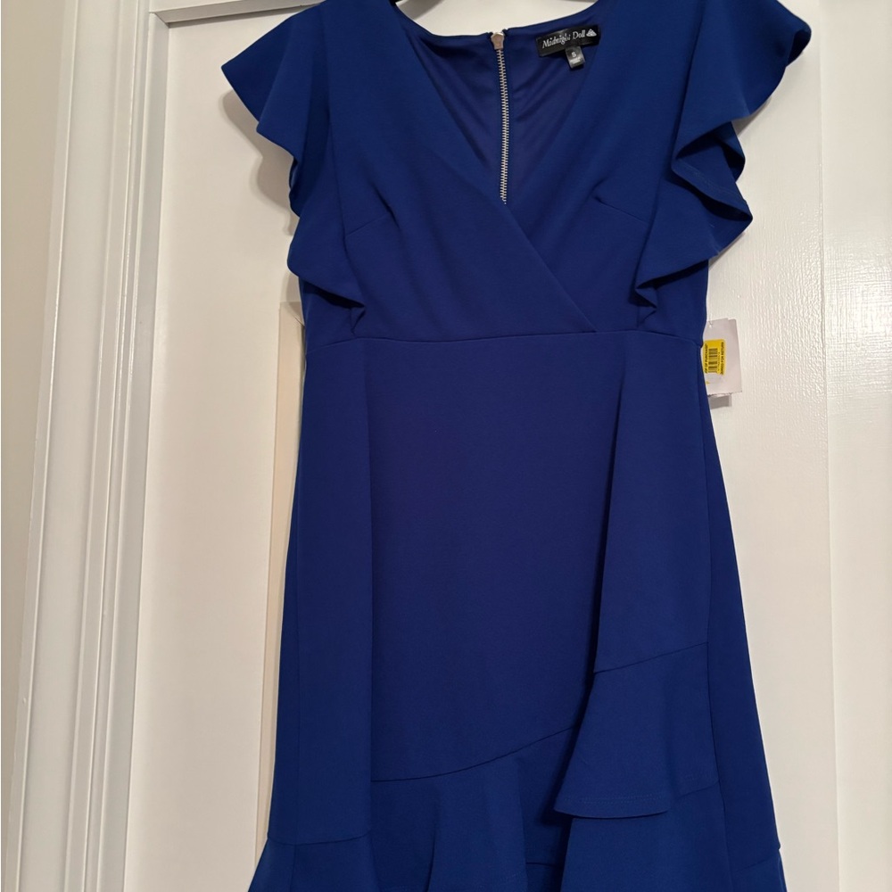 Elegant Blue Ruffle Mini Dress